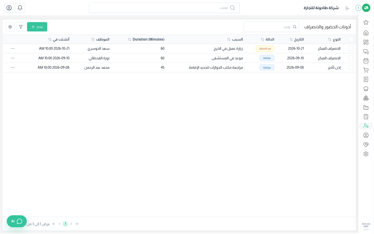 إذنان معتمدان وإذن بانتظار الموافقة