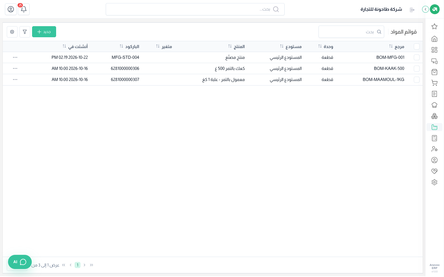 قائمتا مواد للكعك والمعمول