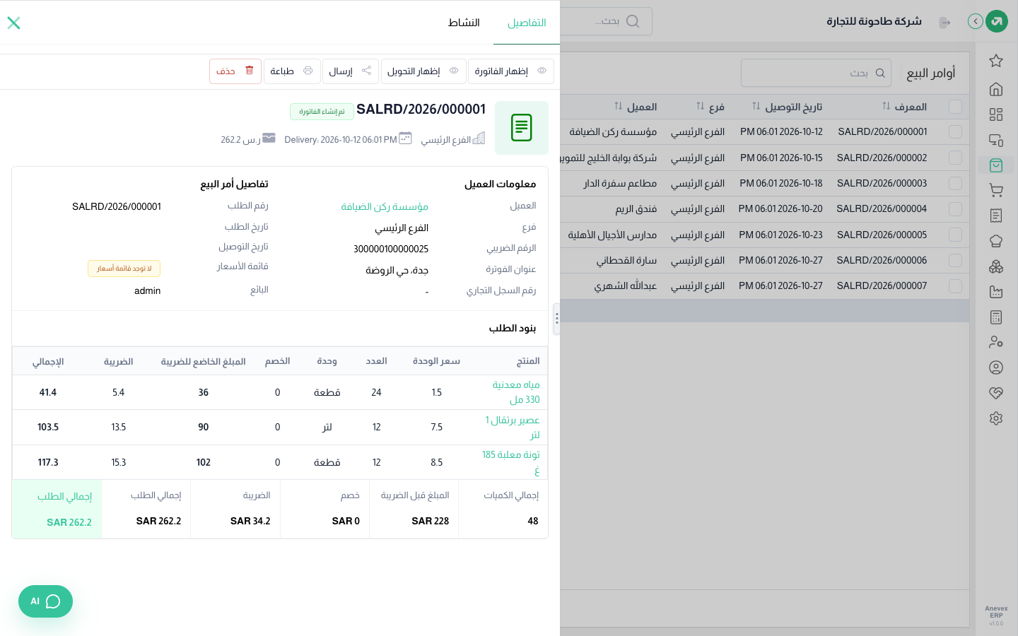 تفاصيل أمر البيع