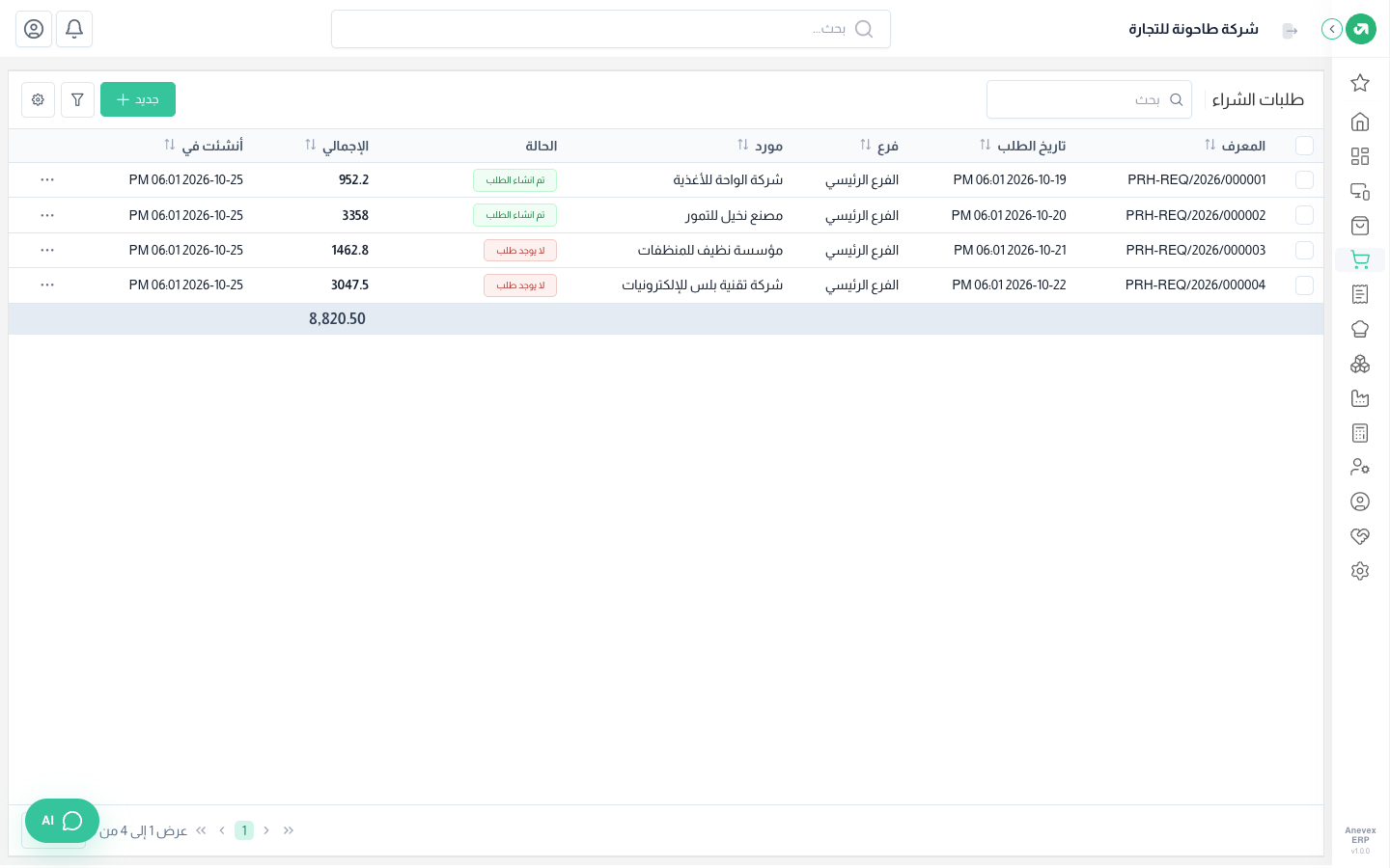 قائمة طلبات الشراء