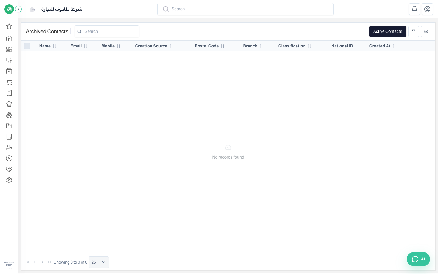 Archived contacts