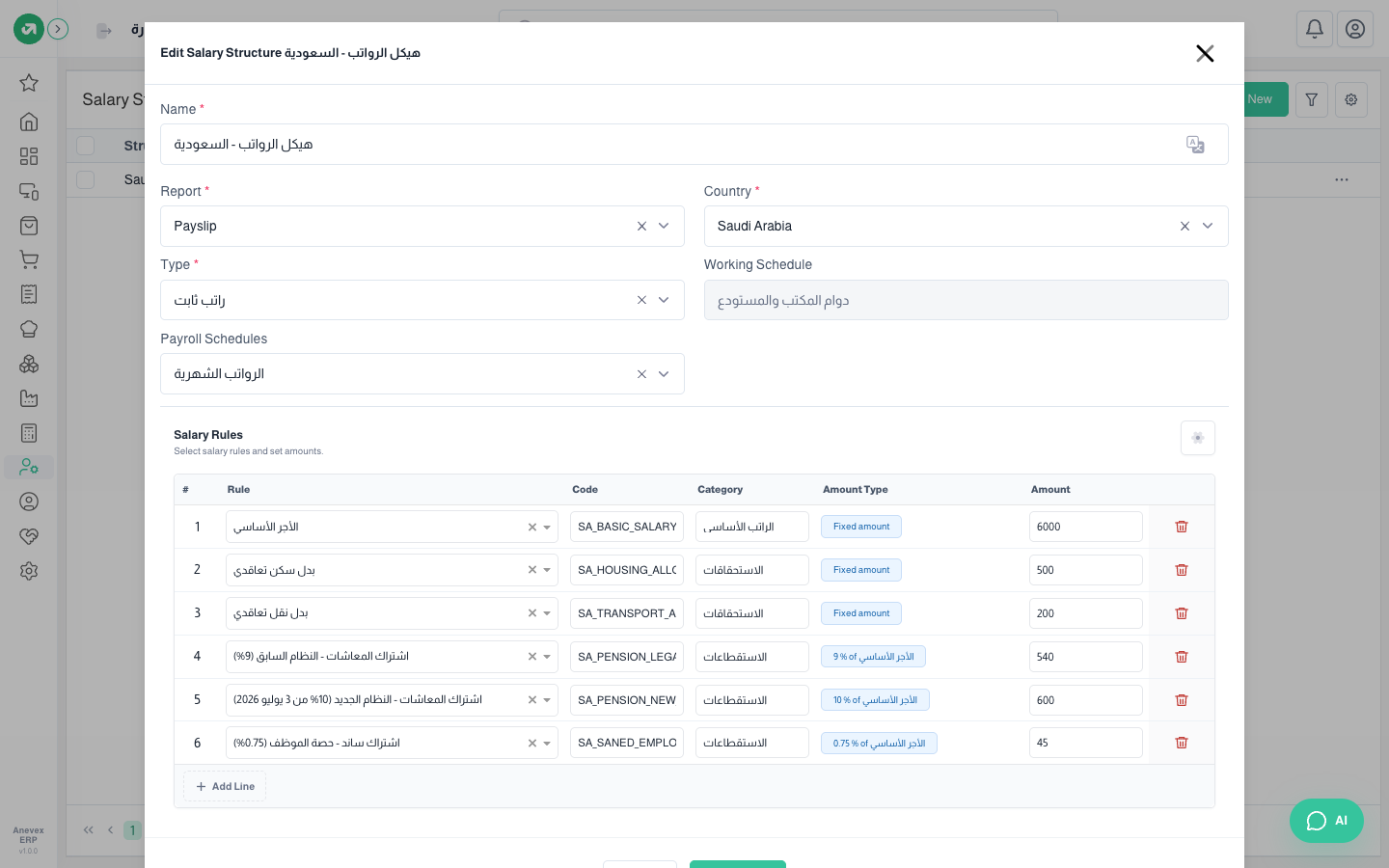 The structure’s rules and default amounts