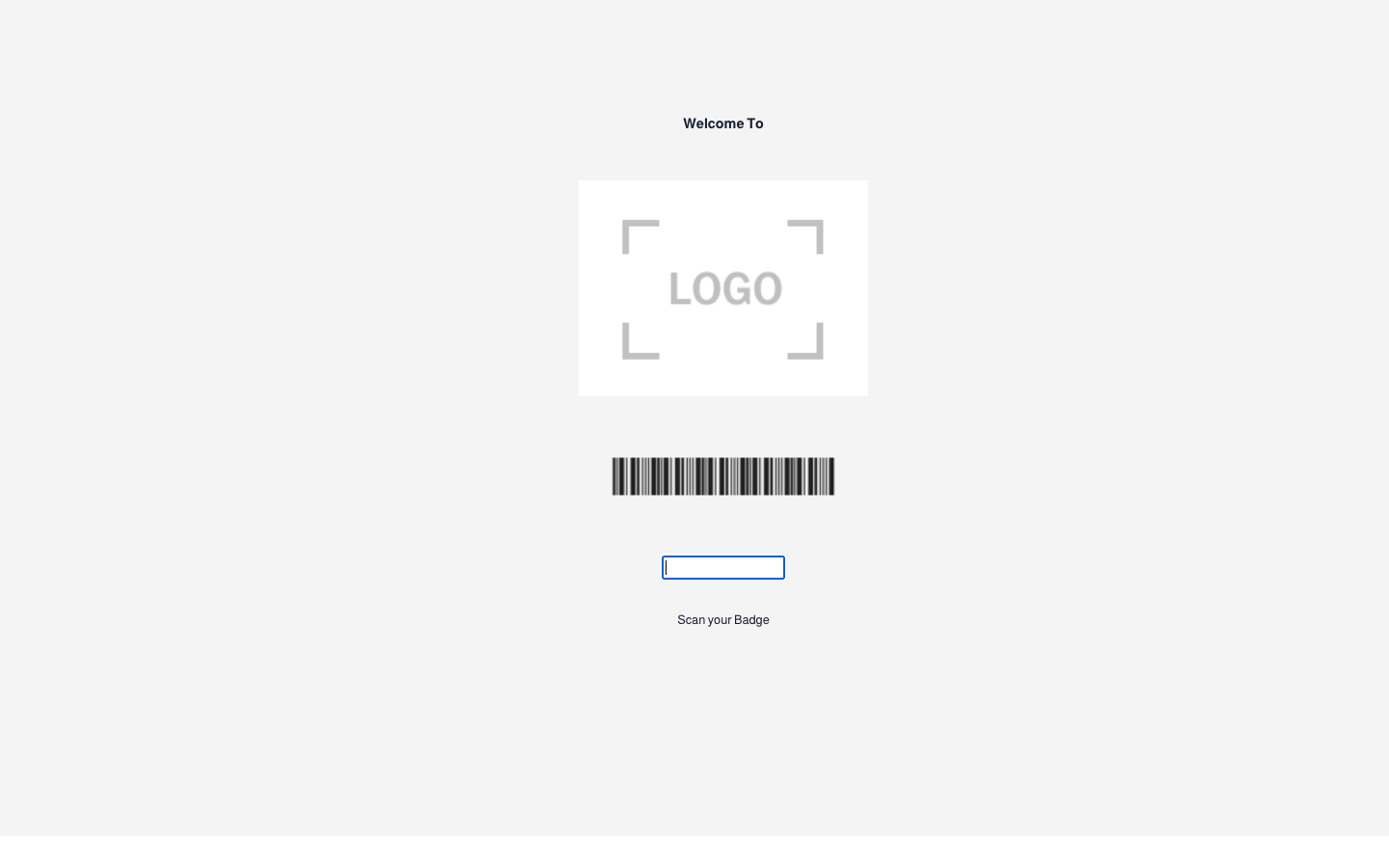 The kiosk screen waiting for a badge